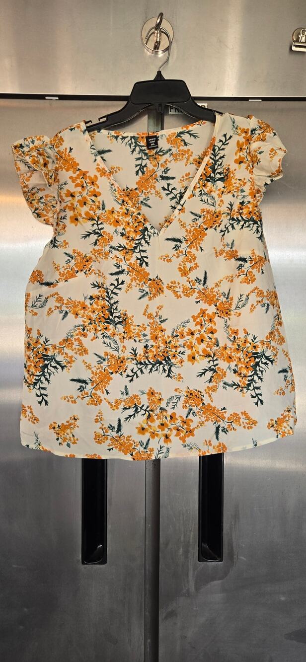 Shein Curve Floral Print Shirt Dress Orange Cream Size 1XL